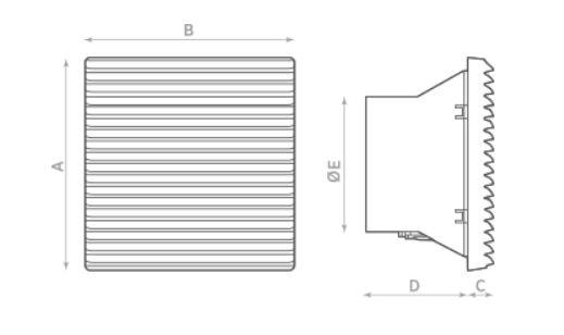 Abmessungen RC 12.13 Axialluefter Schaltschrankventilator bis 67 m3/h